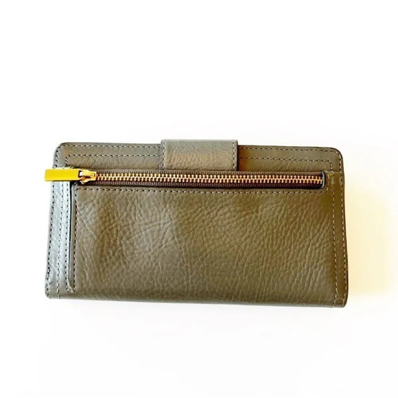 Fossil Logan Gray Leather‎ Wallet Goldtone Hardware - Picture 2 of 8
